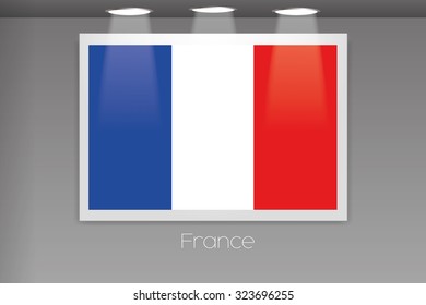 A Flag Isolated on Gallery Wall of France