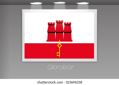 A Flag Isolated on Gallery Wall of Gibraltar
