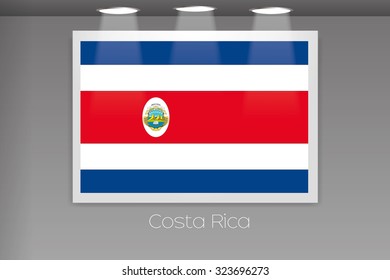 A Flag Isolated on Gallery Wall of Costa Rica