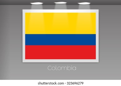 A Flag Isolated on Gallery Wall of Colombia