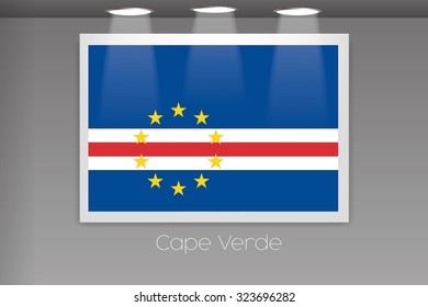 A Flag Isolated on Gallery Wall of Cape Verde