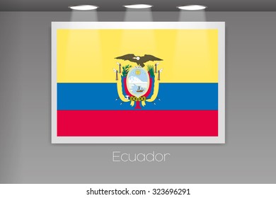 A Flag Isolated on Gallery Wall of Ecuador