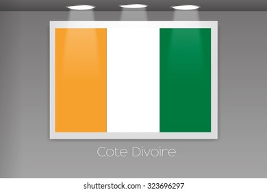 A Flag Isolated on Gallery Wall of Cote Divoire