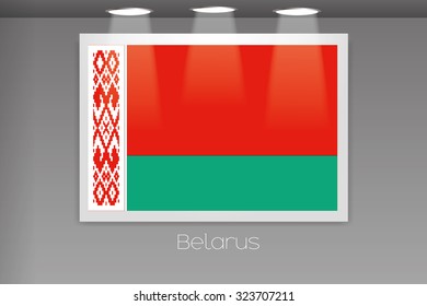 A Flag Isolated on Gallery Wall of Belarus