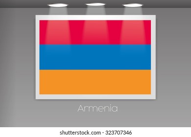 A Flag Isolated on Gallery Wall of Armenia