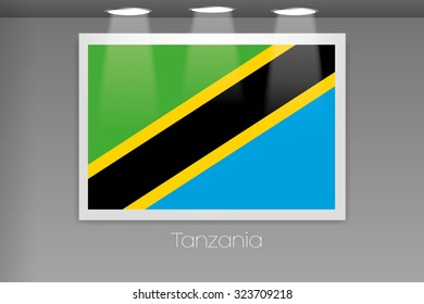 A Flag Isolated on Gallery Wall of Tanzania