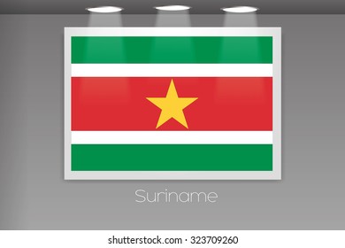 A Flag Isolated on Gallery Wall of Suriname