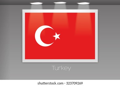 A Flag Isolated on Gallery Wall of Turkey