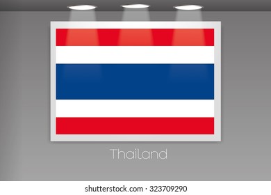A Flag Isolated on Gallery Wall of Thailand