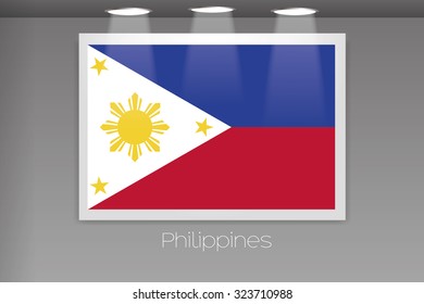 A Flag Isolated on Gallery Wall of Philippines