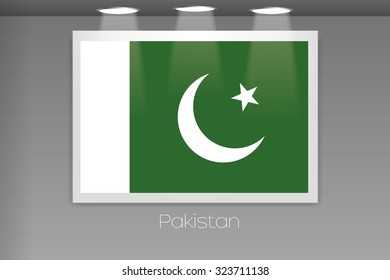 A Flag Isolated on Gallery Wall of Pakistan