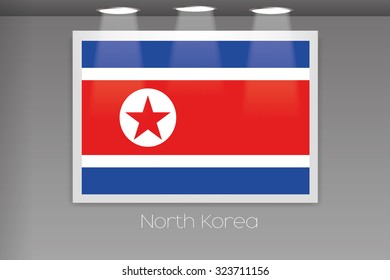 A Flag Isolated on Gallery Wall of North Korea