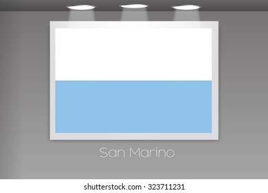 A Flag Isolated on Gallery Wall of San Marino