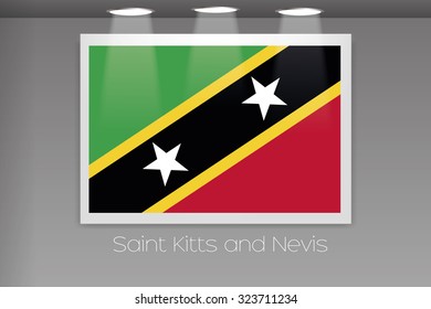 A Flag Isolated on Gallery Wall of Saint Kitts and Nevis