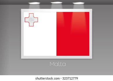 A Flag Isolated on Gallery Wall of Malta
