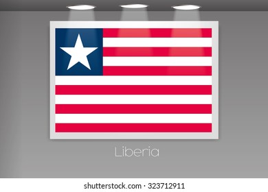 A Flag Isolated on Gallery Wall of Liberia