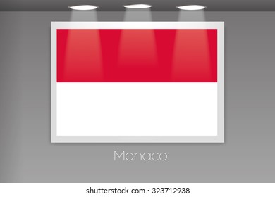 A Flag Isolated on Gallery Wall of Monaco