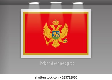 A Flag Isolated on Gallery Wall of Mongtenegro