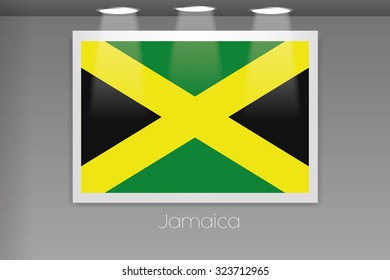 A Flag Isolated on Gallery Wall of Jamaica