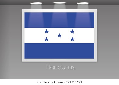 A Flag Isolated on Gallery Wall of Honduras