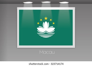 A Flag Isolated on Gallery Wall of Macau