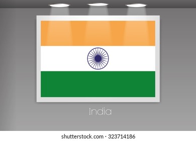 A Flag Isolated on Gallery Wall of India