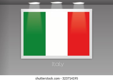 A Flag Isolated on Gallery Wall of Italy