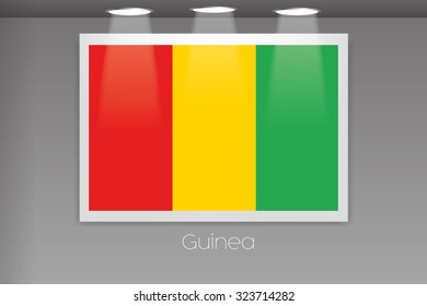 A Flag Isolated on Gallery Wall of Guinea