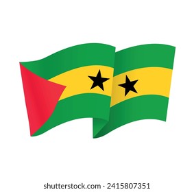 São Tomé and Príncipe flag isolated on white background. Vector illustration