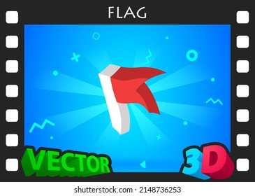 Flag isometric design icon. Vector web illustration. 3d colorful concept