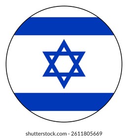 Flag of Israel. Black edge. Israel circle flag logo icon computer vector illustration design.
