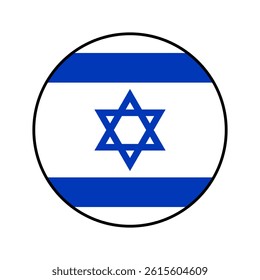 Flag of Israel. Black edge. Israel circle flag logo icon computer vector illustration design.
