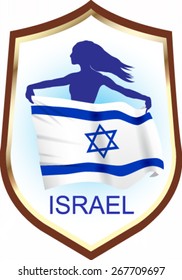 Flag of Israel with blazon - vector illustration.