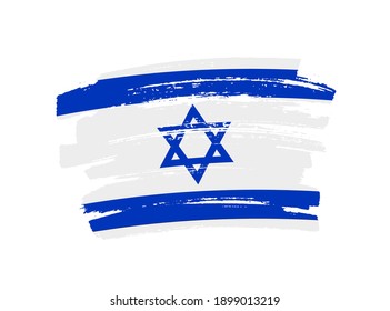 Bandera de Israel en el fondo del pincel.
