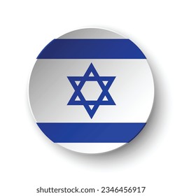 The flag of Israel. Button flag icon. Standard color. Circle icon flag. 3d illustration. Computer illustration. Digital illustration. Vector illustration.