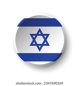 La bandera de Israel. Icono de indicador de botón. Color estándar. Indicador de icono de círculo. 3 quinquies ilustración. Ilustración del equipo. Ilustración digital. Ilustración vectorial.