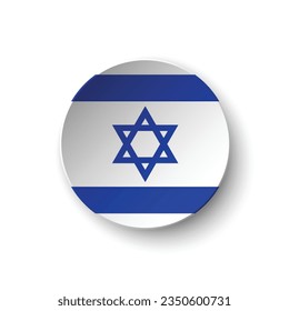 The flag of Israel. Button flag icon. Standard color. Circle icon flag. 3d illustration. Computer illustration. Digital illustration. Vector illustration.