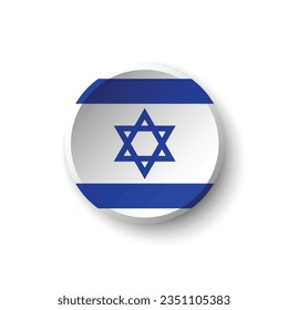 The flag of Israel. Button flag icon. Standard color. Circle icon flag. 3d illustration. Computer illustration. Digital illustration. Vector illustration.