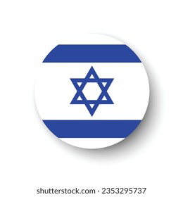 The flag of Israel. Button flag icon. Standard color. Circle icon flag. 3d illustration. Computer illustration. Digital illustration. Vector illustration.