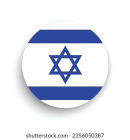 The flag of Israel. Button flag icon. Standard color. Circle icon flag. 3d illustration. Computer illustration. Digital illustration. Vector illustration.