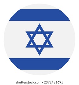 Die Flagge Israels. Button-Flag-Symbol. Standardfarbe. Circle Icon Flag. Computergrafik. Digitale Illustration. Vektorgrafik.