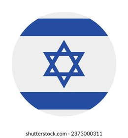 The flag of Israel. Button flag icon. Standard color. Circle icon flag. Computer illustration. Digital illustration. Vector illustration.