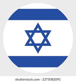 The flag of Israel. Button flag icon. Standard color. Circle icon flag. Computer illustration. Digital illustration. Vector illustration.