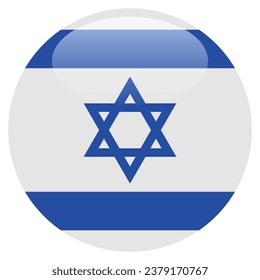 Die Flagge Israels. Button-Flag-Symbol. Standardfarbe. Circle Icon Flag. 3D-Abbildung. Computergrafik. Digitale Illustration. Vektorgrafik.