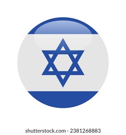 The flag of Israel. Button flag icon. Standard color. Circle icon flag. 3d illustration. Computer illustration. Digital illustration. Vector illustration.