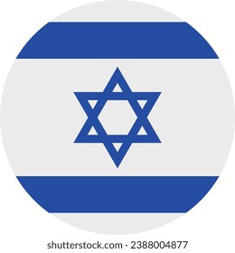 The flag of Israel. Button flag icon. Standard color. Circle icon flag. Computer illustration. Digital illustration. Vector illustration.
