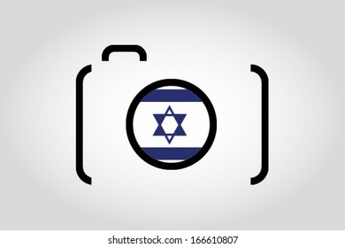 The flag of Israel in a Camera Lens