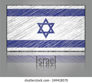 Flag of Israel from creative scribbled lines, vector art