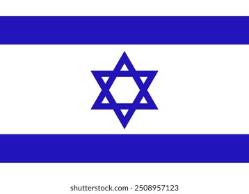 A bandeira de Israel. Bandeira plana de Israel. Bandeira azul e branca. Sinalizador para impressão.