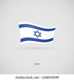 The flag of Israel is flying layered vector image.